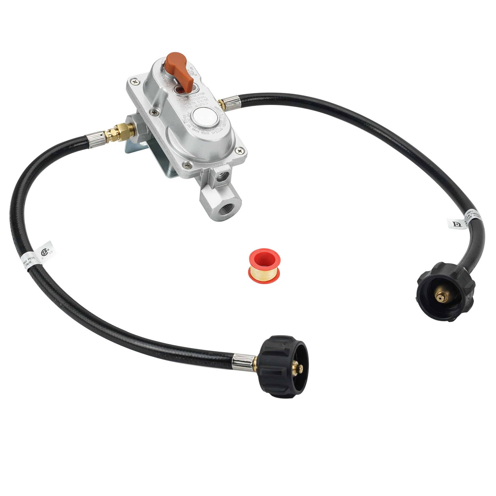 Skyflame front unit overview showing regulator and hoses for uninterrupted supply