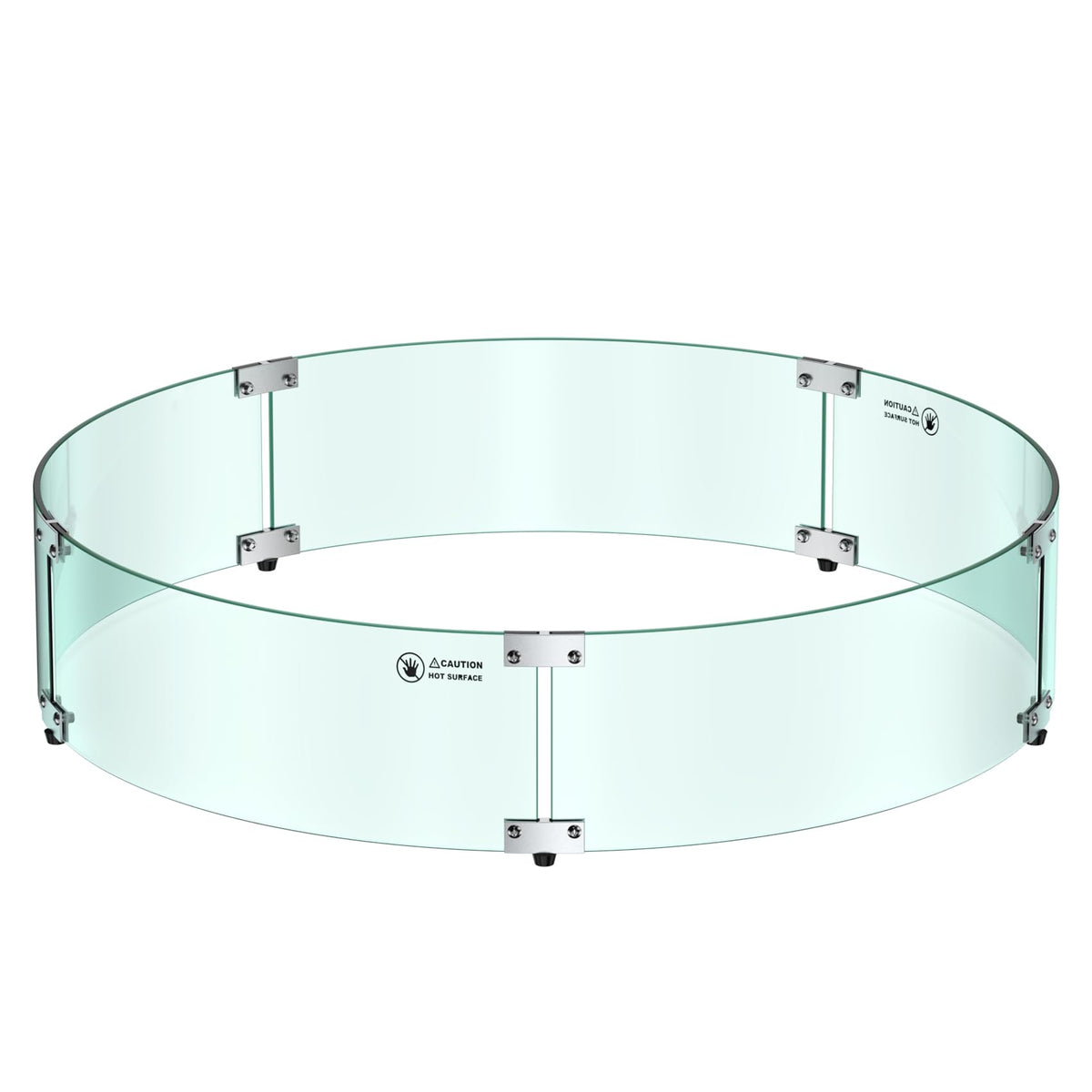 Skyflame front view of round glass wind guard showing full coverage and style benefit