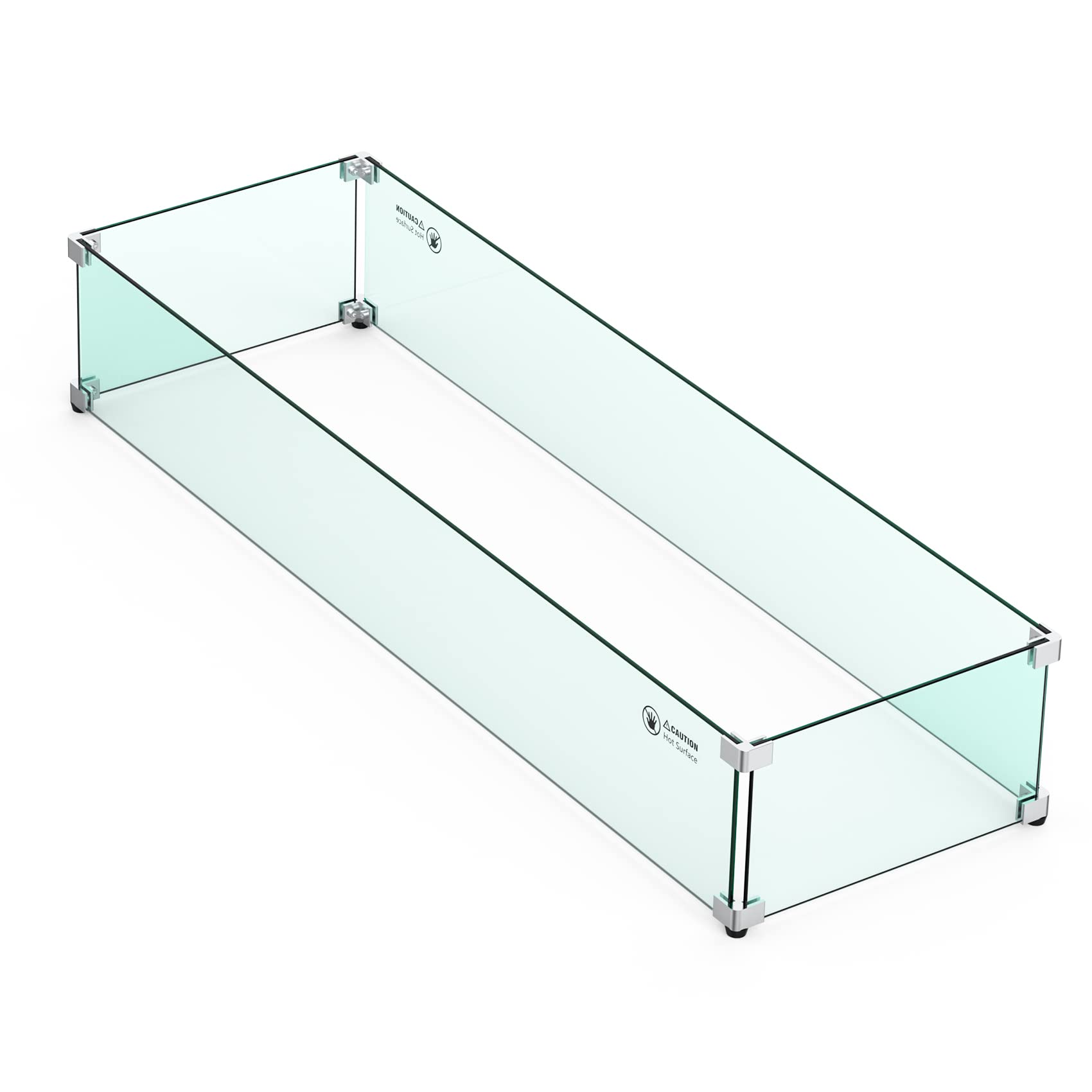 Skyflame front view wind guard showcasing clear tempered glass and refined look