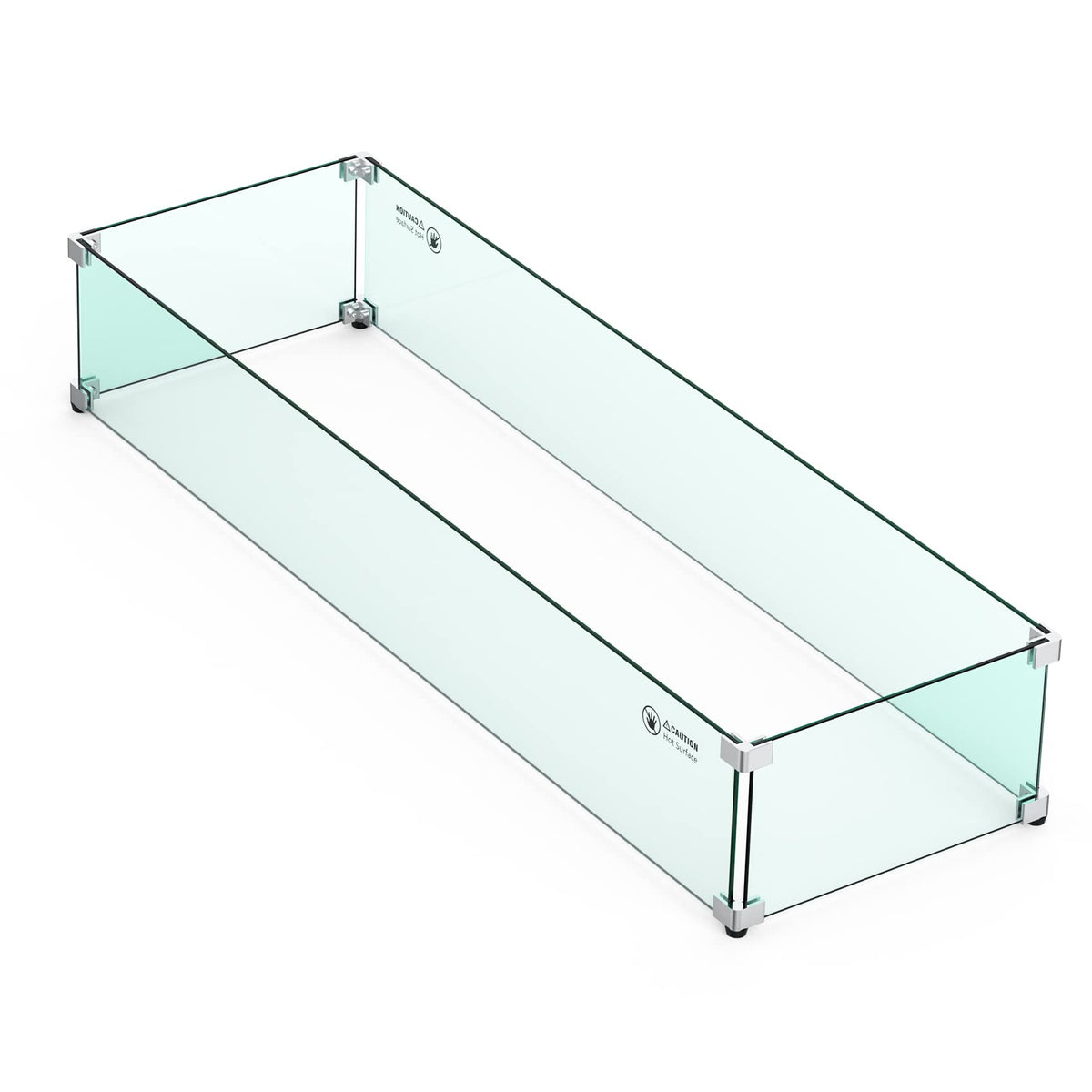 Skyflame front view wind guard showcasing clear tempered glass and refined look