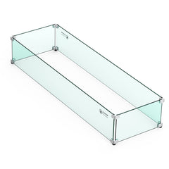 Skyflame front view wind guard showcasing clear tempered glass and refined look