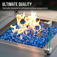 Skyflame glass next to ruler demonstrating size and 10 lb scale benefit