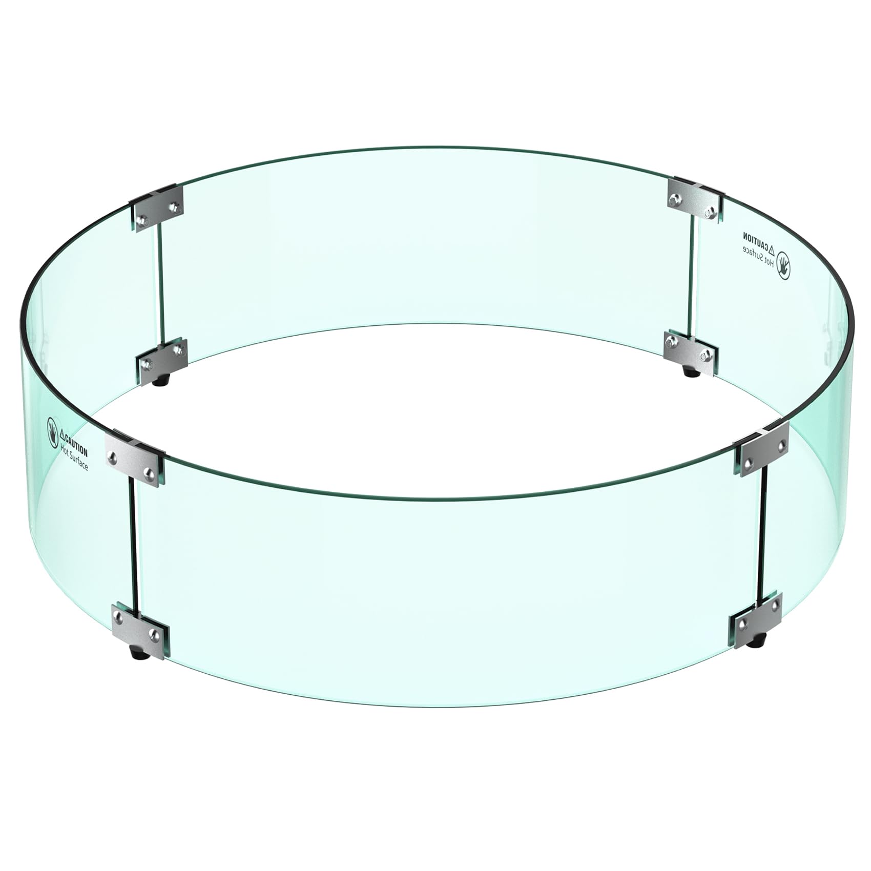 Skyflame front view of 24-inch glass guard showing clean profile and protection