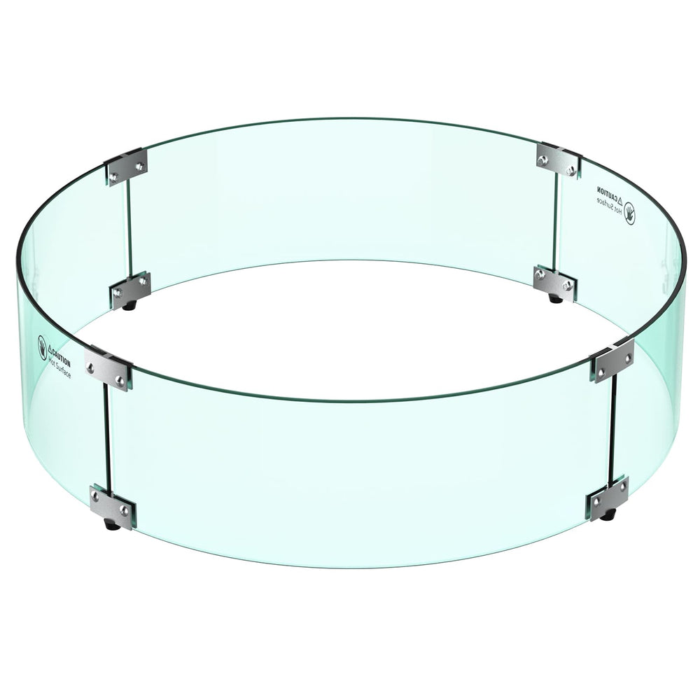 Skyflame front view of 24-inch glass guard showing clean profile and protection