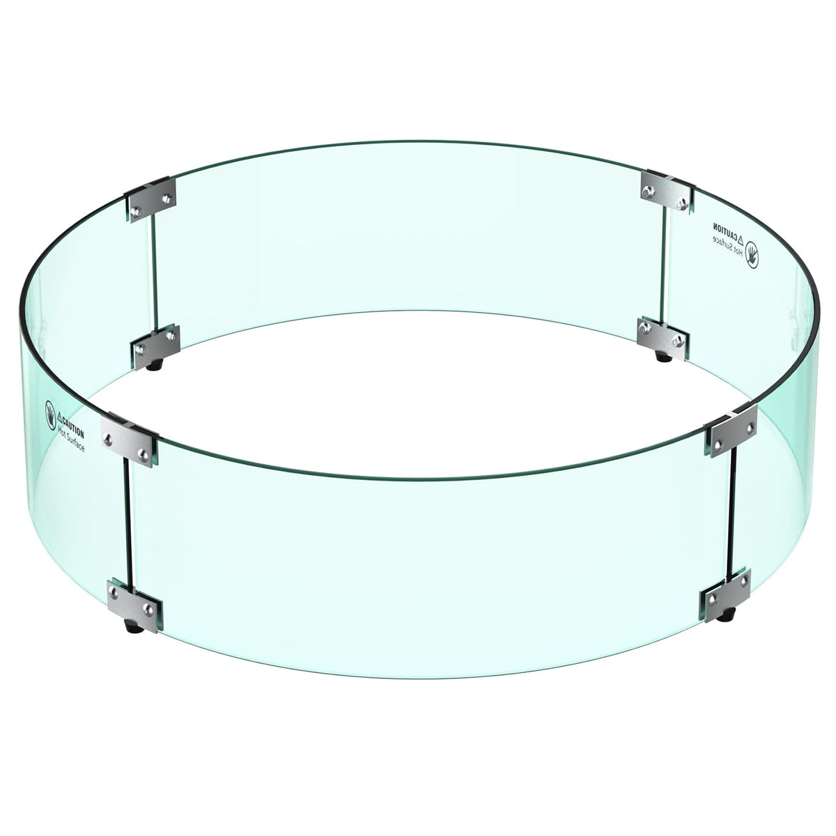 Skyflame front view of 24-inch glass guard showing clean profile and protection