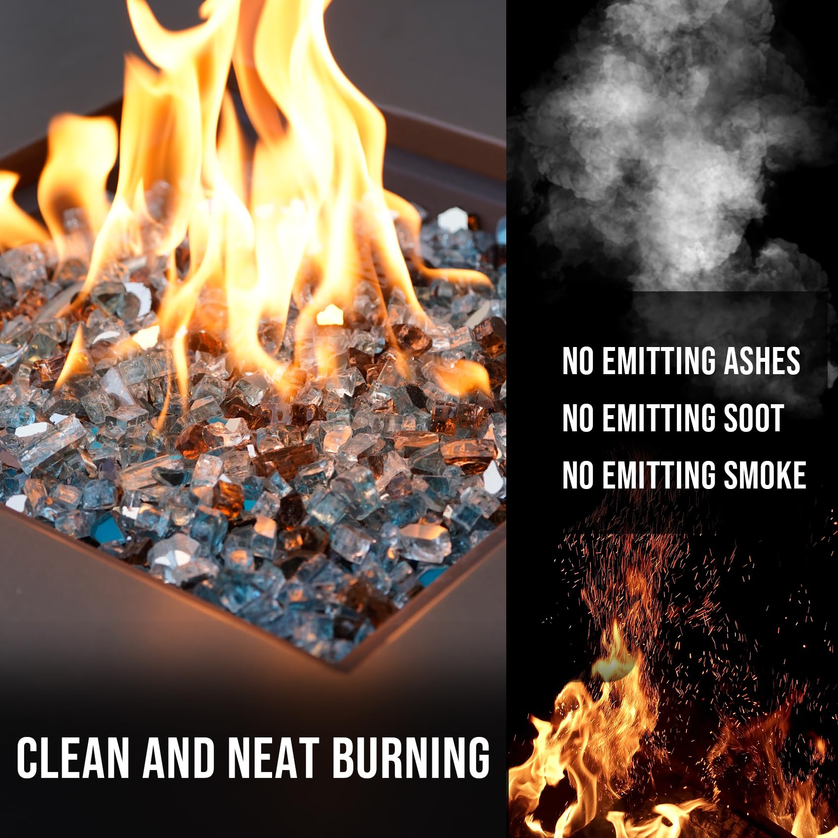 Skyflame installed in fire pit showing brighter flames and aesthetic boost