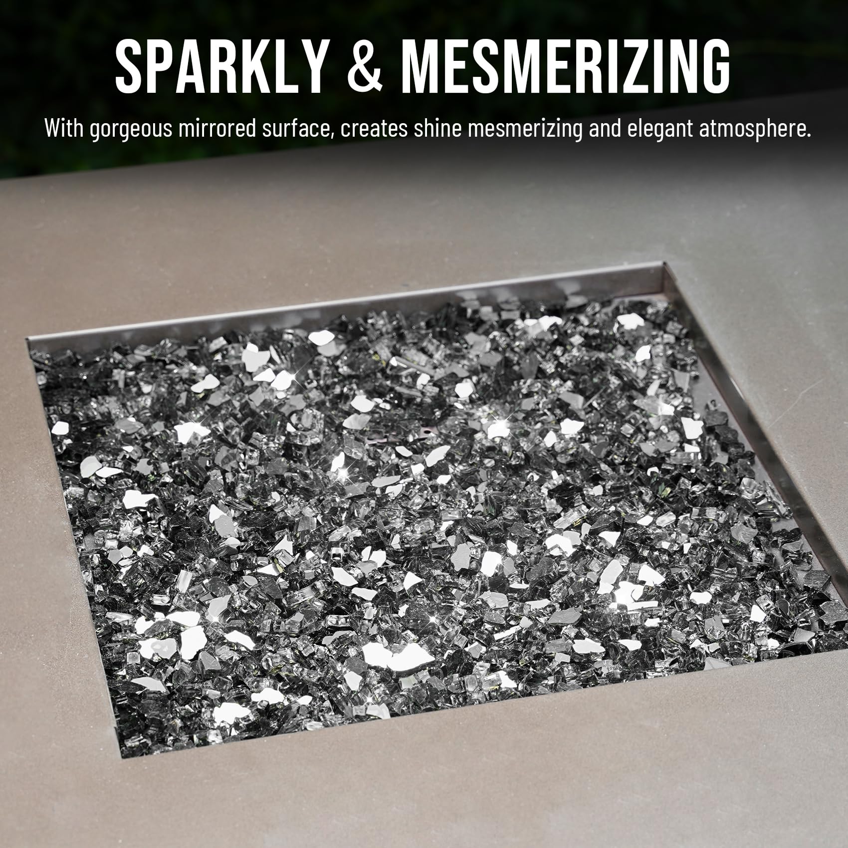 Skyflame used in outdoor fire pit at night enhancing ambiance