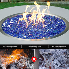 Skyflame in-pit view with flames reflecting off glass to boost visual flame color
