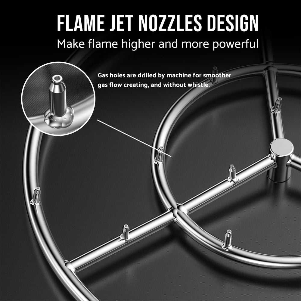 Skyflame inlet and plumbing connection displaying central 1/2" NPT for high flow capacity
