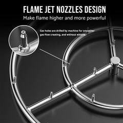 Skyflame inlet and plumbing connection displaying central 1/2" NPT for high flow capacity