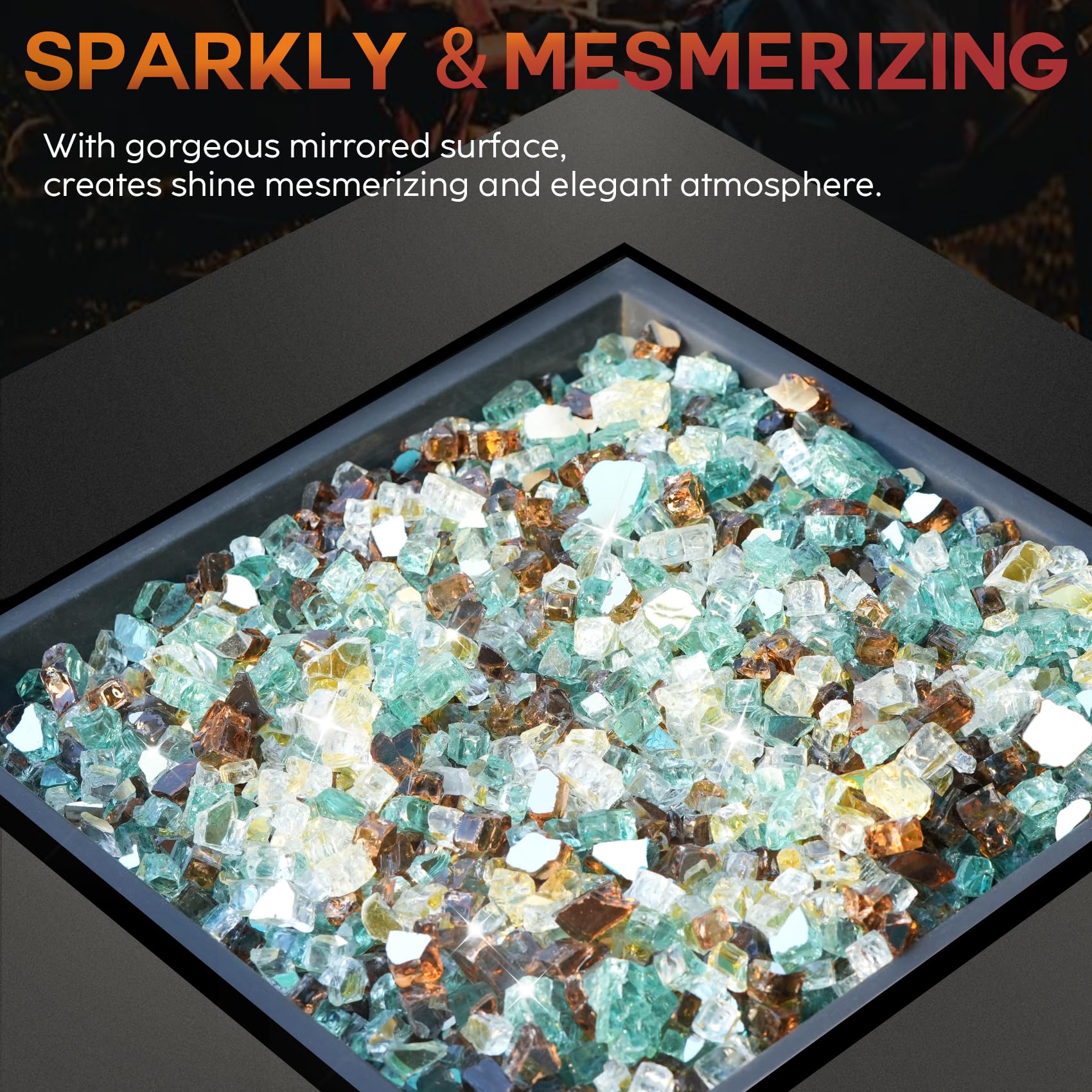 Skyflame product label and details close-up showing features and compatibility, assures quality