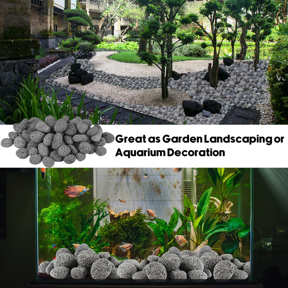 Skyflame lava rock used in garden bed illustrating moisture retention and decorative appeal