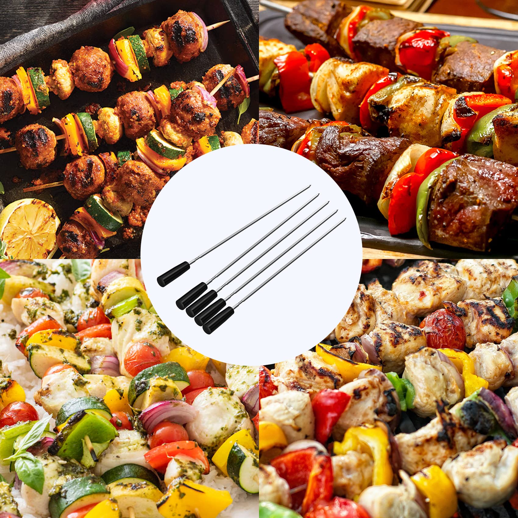Skyflame lifestyle backyard barbecue with guests enjoying kebabs