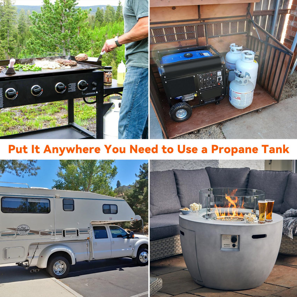 Skyflame lifestyle at RV campground conveying continuous propane convenience