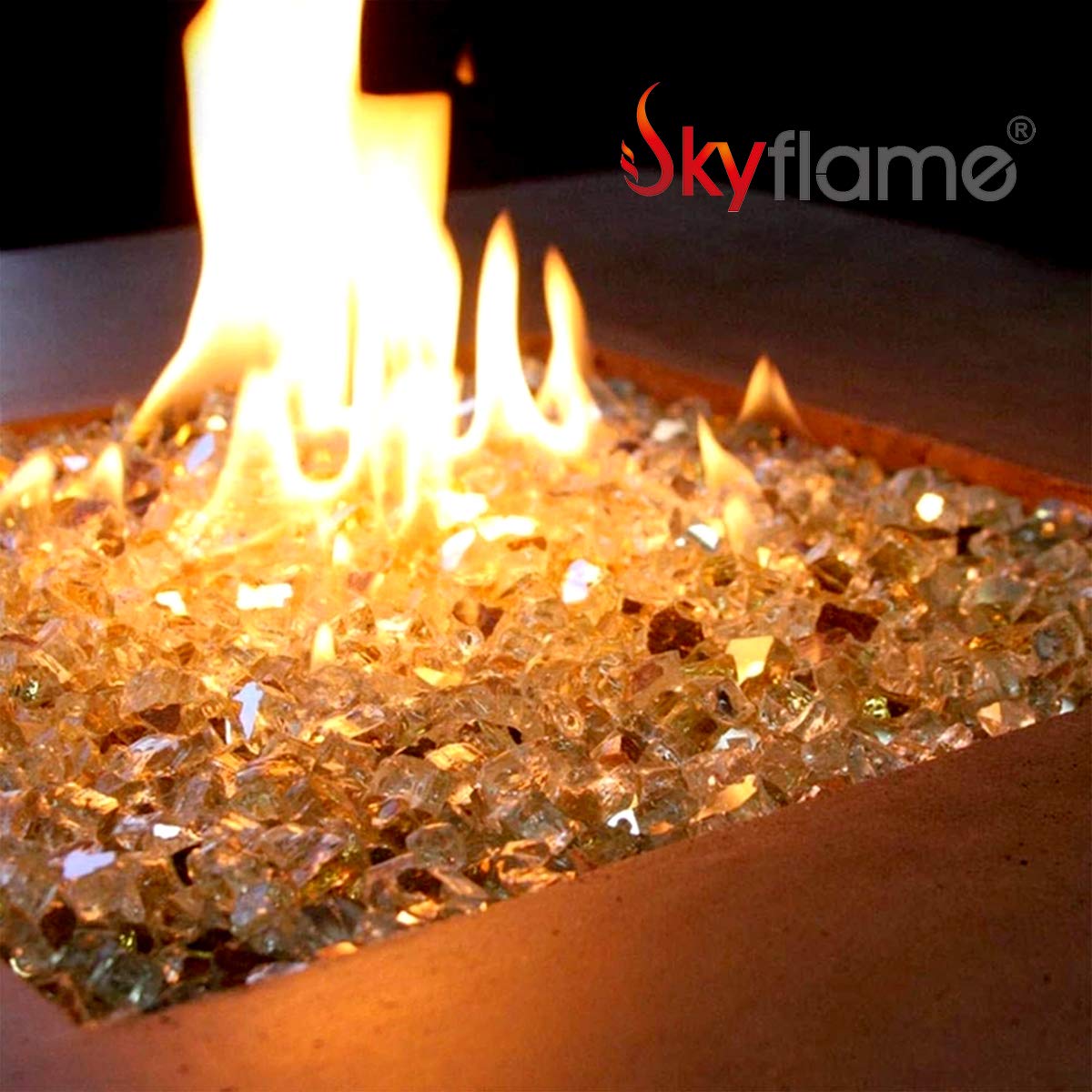 Skyflame reflecting blue and amber flames for dramatic visual effect