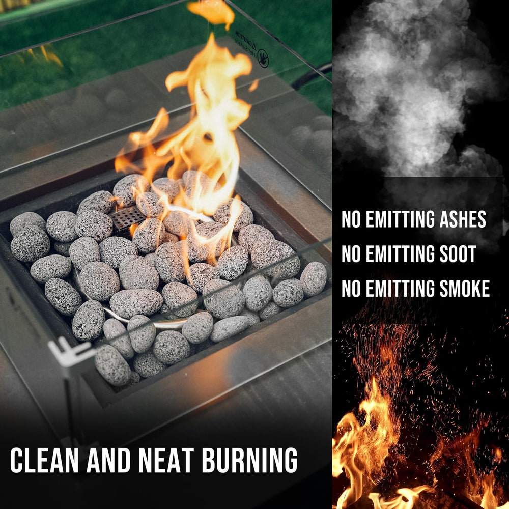Skyflame lava pebbles mixed with fire glass for visual contrast and better airflow