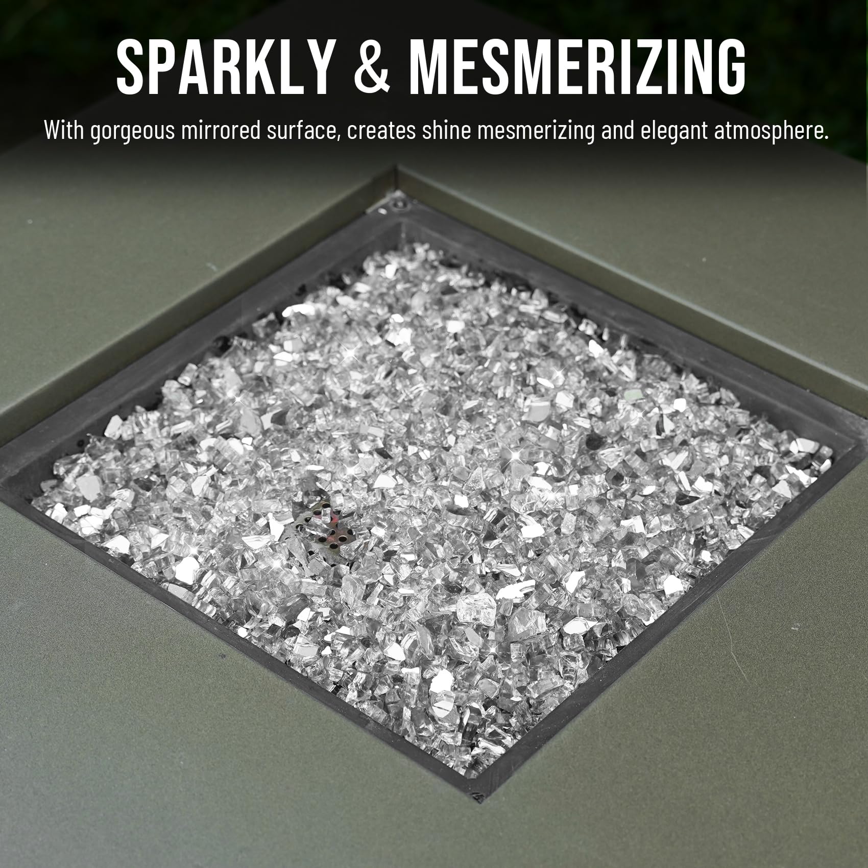 Skyflame pieces beside a ruler showing size and easy-install depth guidance benefit