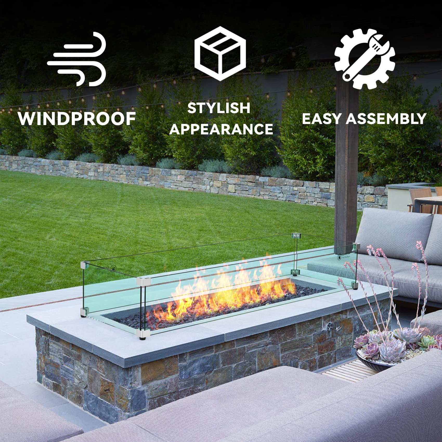 Skyflame profile side angle showing 12.5 inch depth and sleek linear compatibility