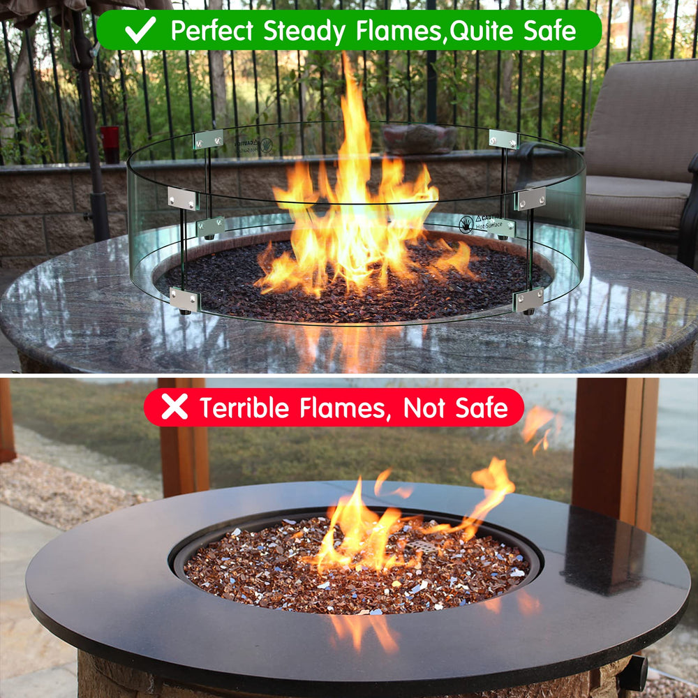 Skyflame reflective glass surface amplifying flame glow for enhanced ambiance