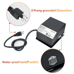 Skyflame rotisserie motor side profile highlighting weather-resistant case benefit