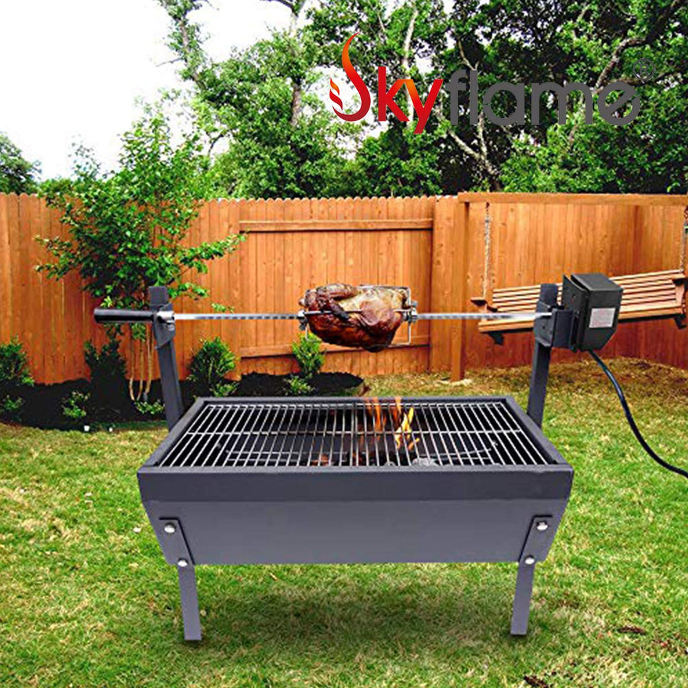 Skyflame rotisserie motor stainless finish texture showing rust-resistant surface