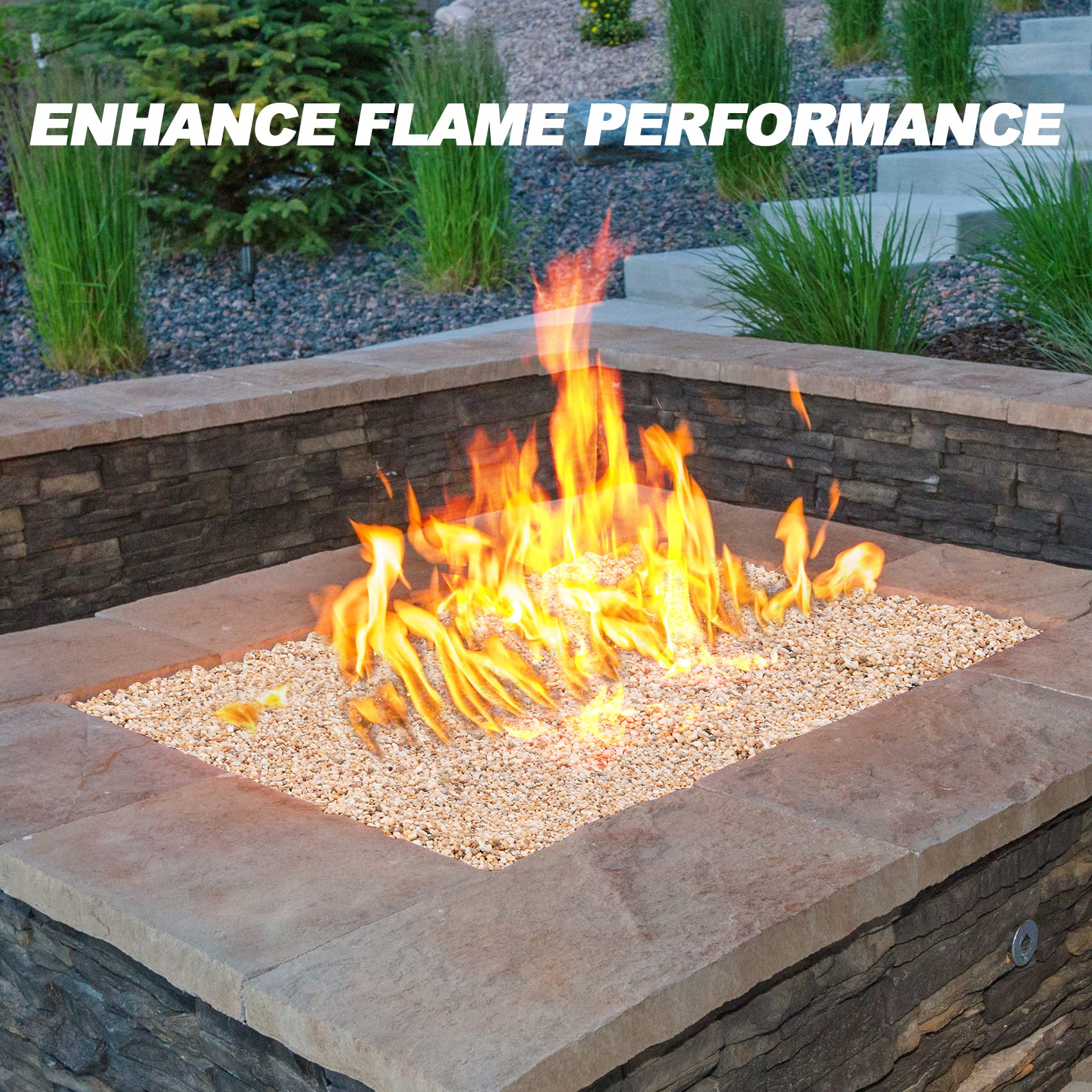 Skyflame sand spread in gas fire pit showing improved flame distribution