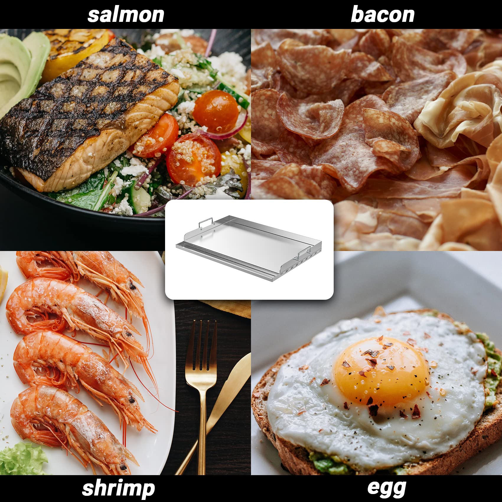 Skyflame scale comparison with utensils illustrating the 23x16 cooking area