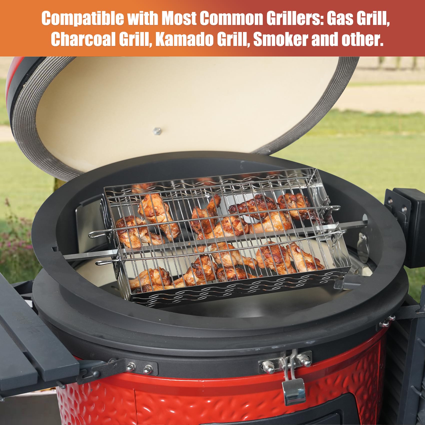 Skyflame side profile showing airflow slots for consistent searing and heat circulation