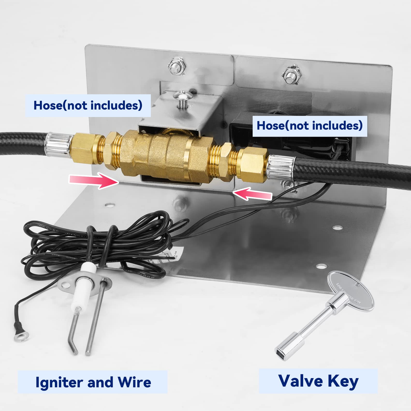 Skyflame spark ignitor with leads and ground wire enabling reliable push-button ignition