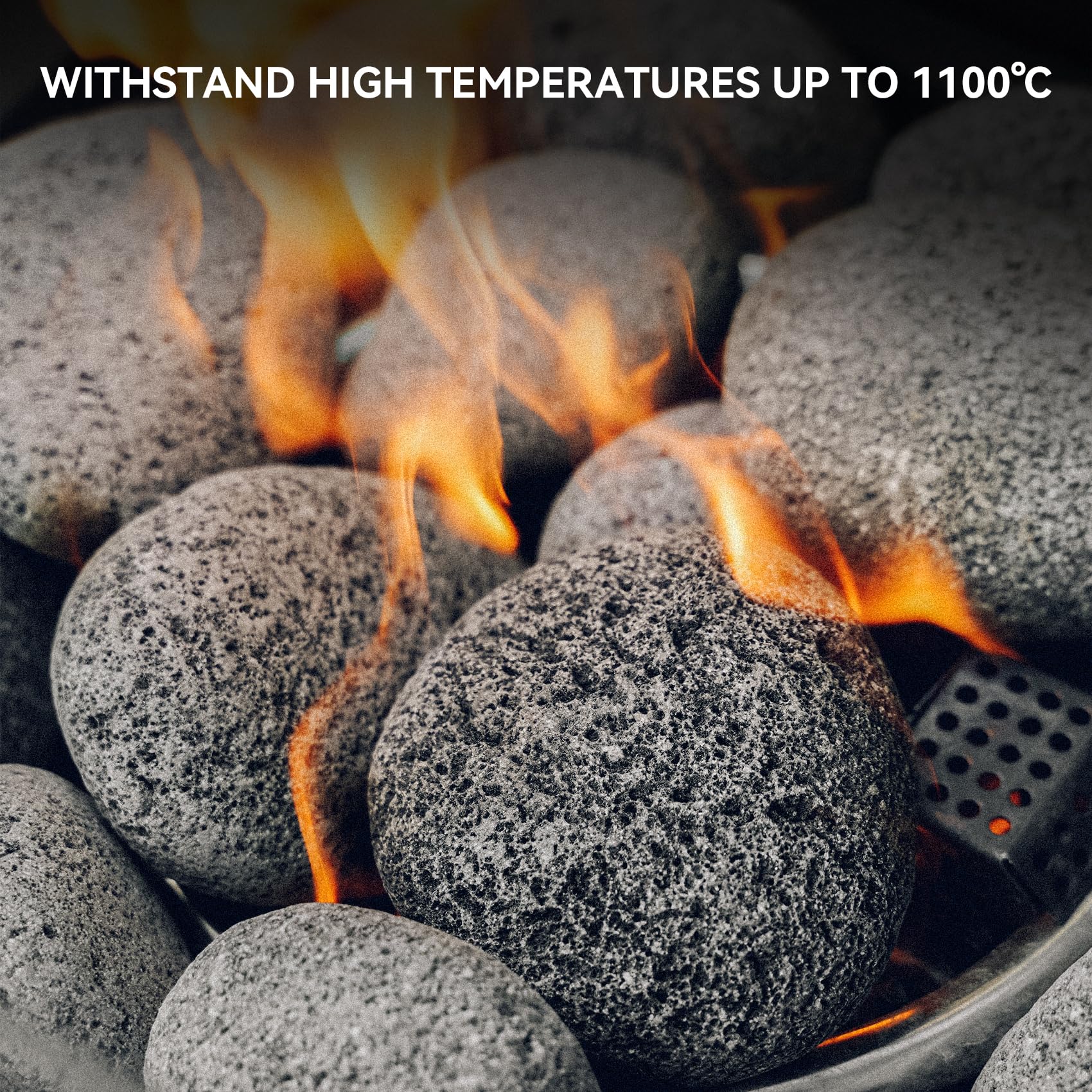 Skyflame lava stones arranged in fire pit creating a natural look