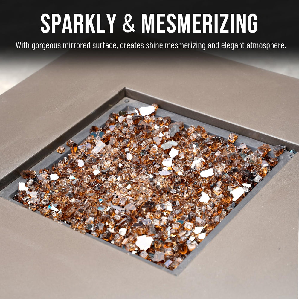 Skyflame unlit fire pit arrangement showing decorative coverage and color