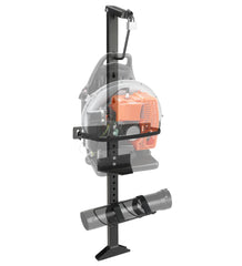 SKYJDM front view mounted on trailer showing neat secure blower storage