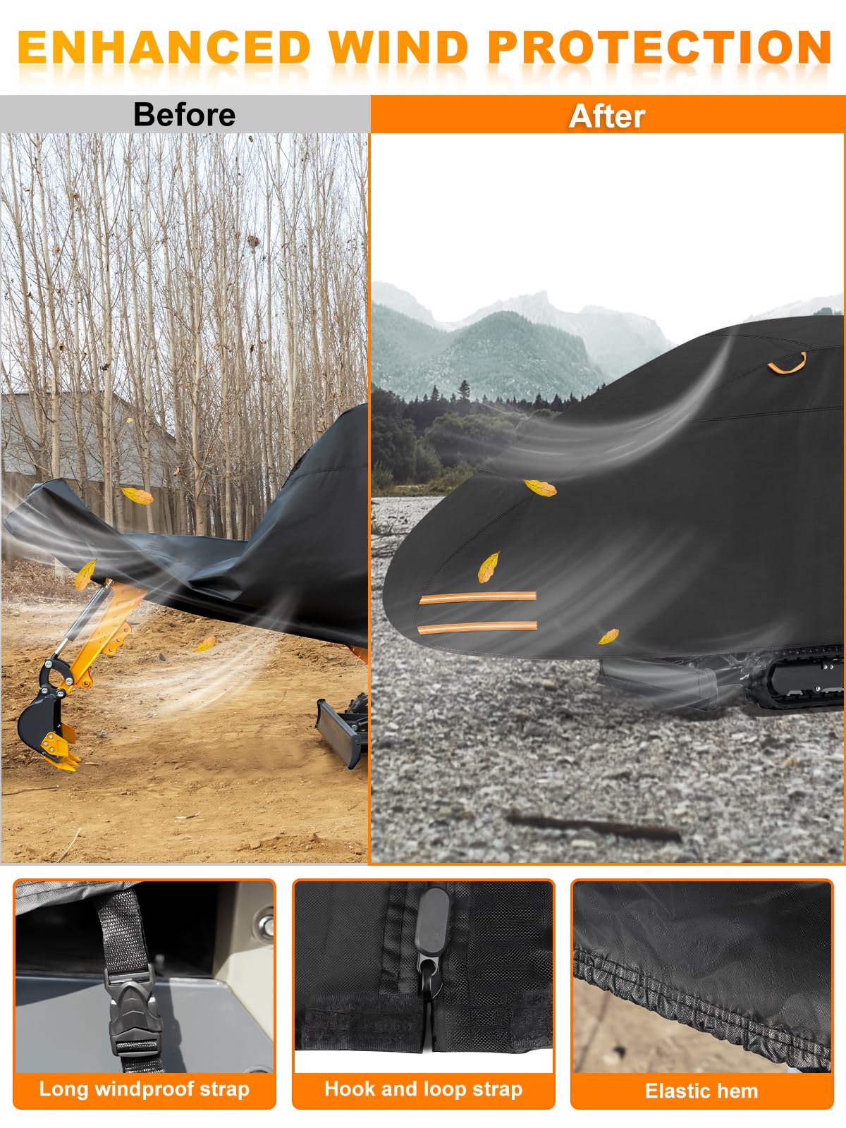 SKYJDM cover installed on mini excavator protecting paint and components