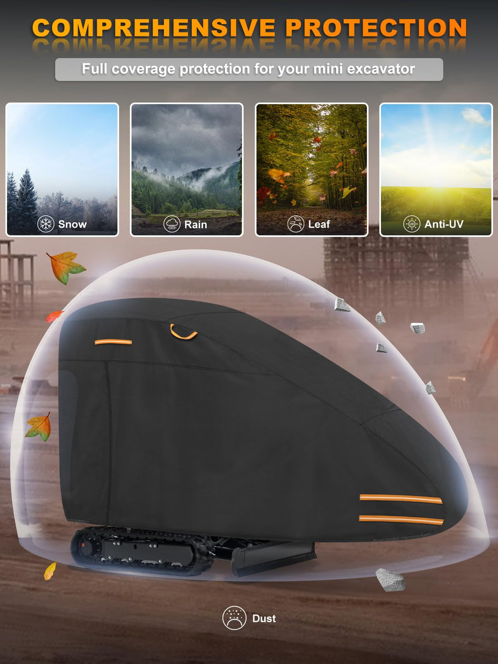 SKYJDM cover size shown with person for scale, easy to handle benefit