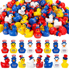 Skylety front packaging showing 100 patriotic mini ducks and easy setup benefit
