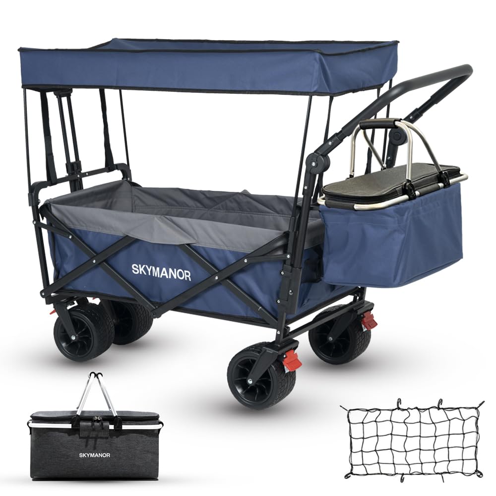 SKYMANOR front view of wagon showing roomy cargo and durable build for hauling