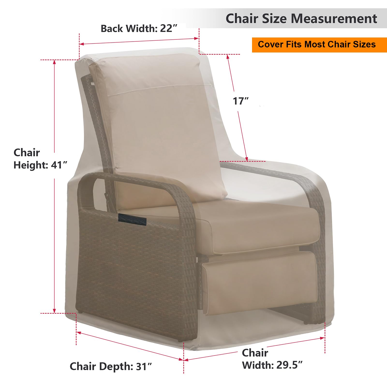 Skypatio cover on patio chair shows neat protected outdoor seating