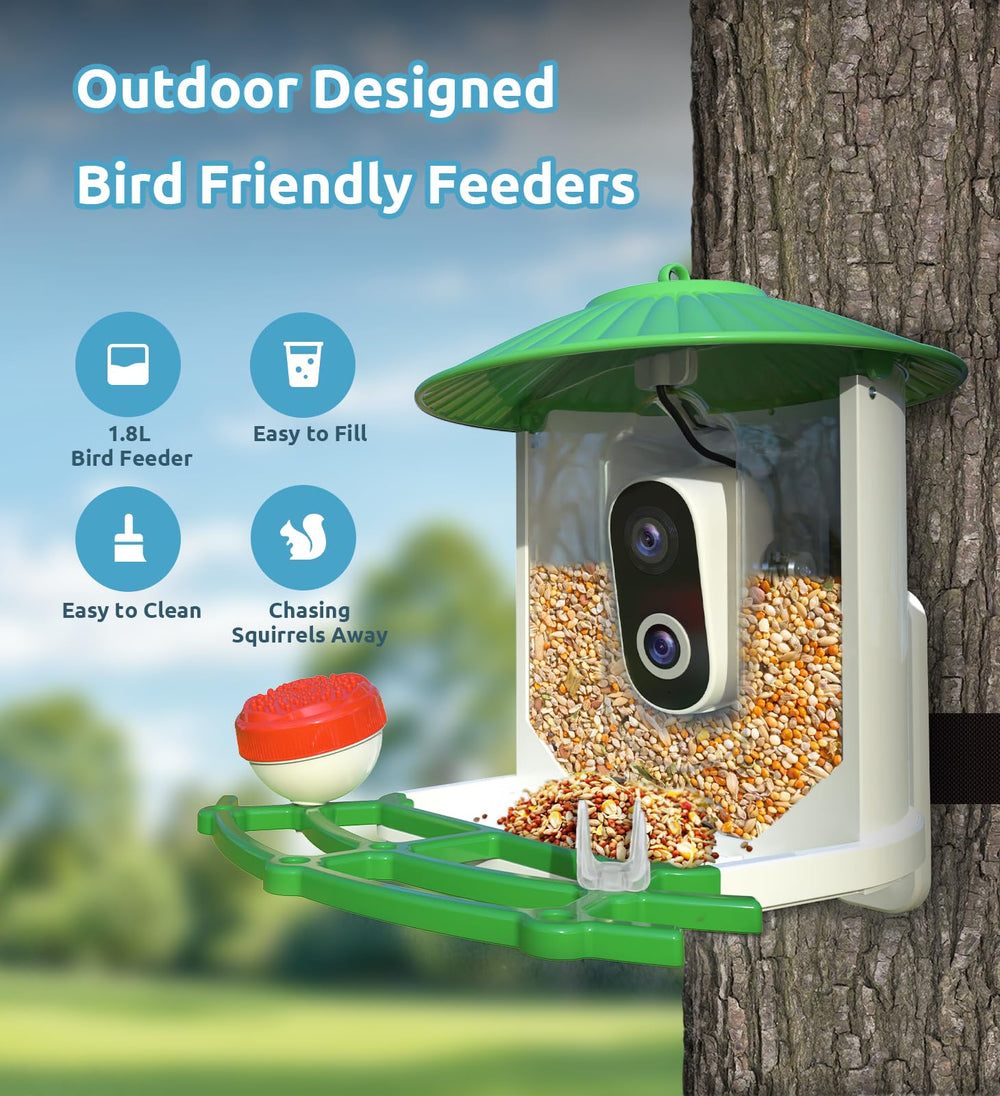 SkyPix with bird perched feeding, enabling clear identification and close observation