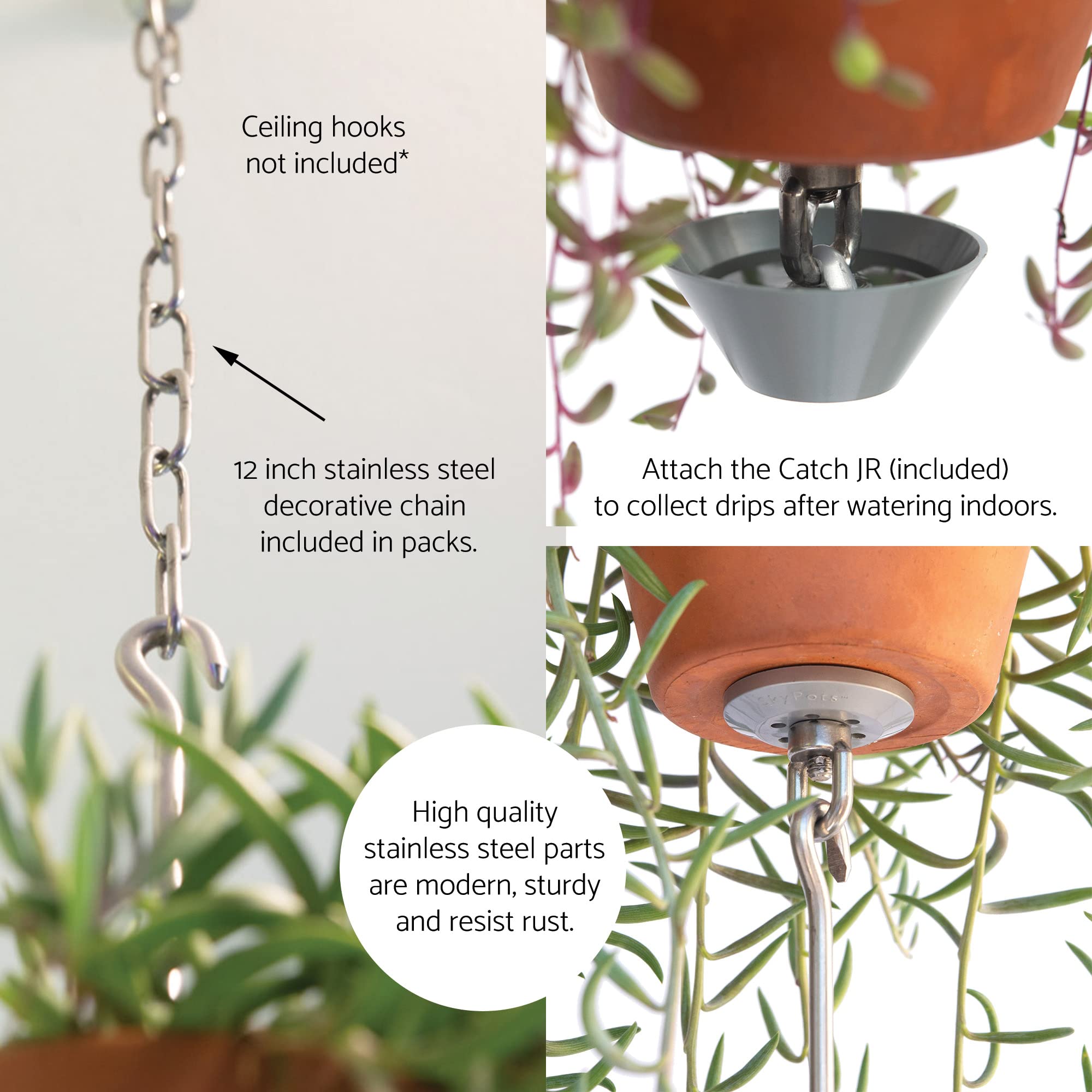 SkyPots vertical garden on balcony showing connected pots and efficient space use