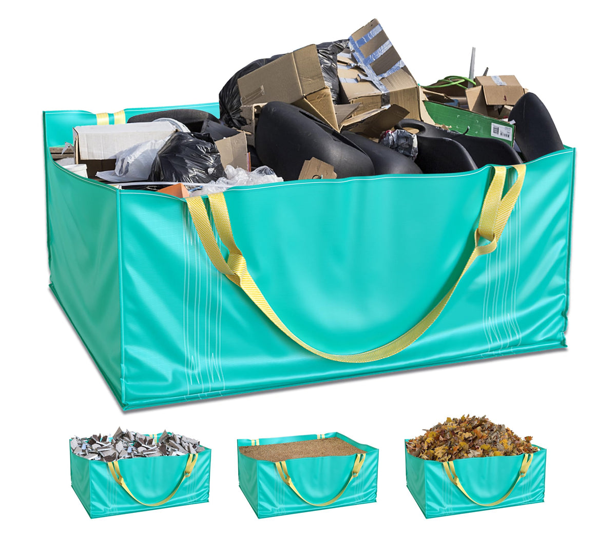 Skywin front view of extra-large dumpster bag showing size and capacity benefit