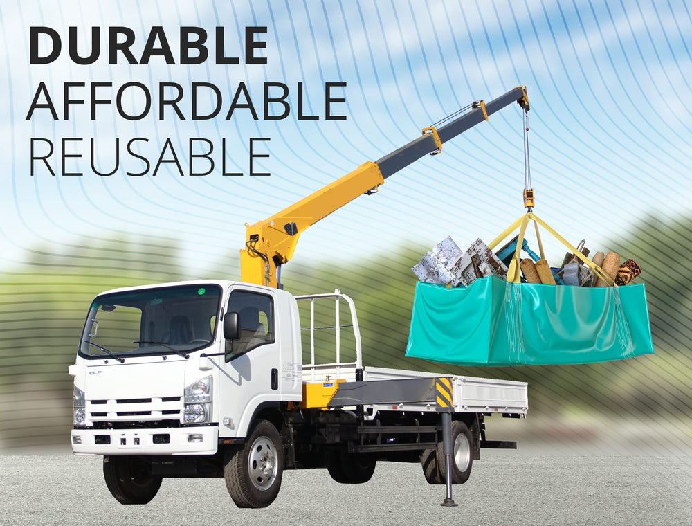 Skywin full bag loaded in pickup truck demonstrating easy transport benefit