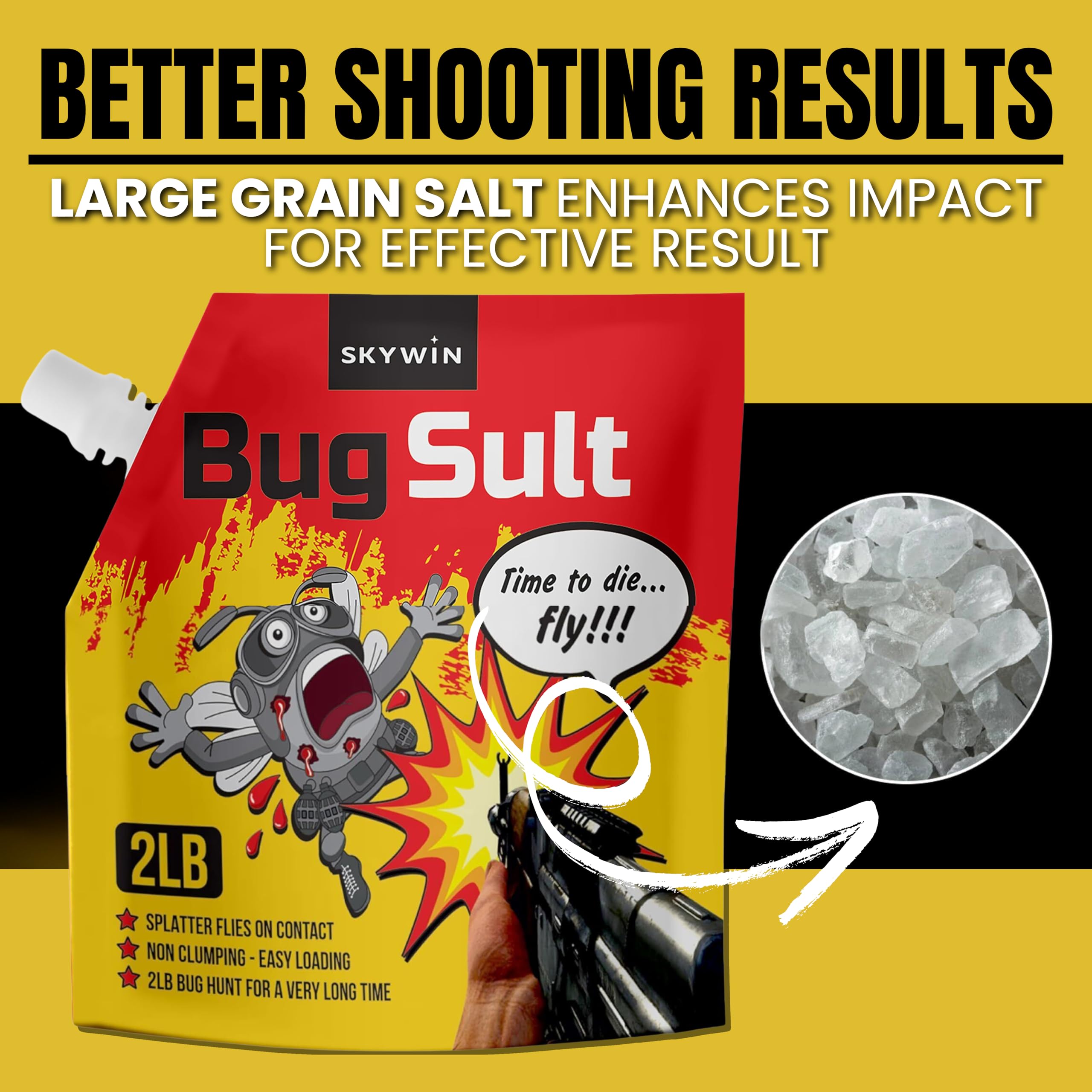 Skywin large-grain salt texture illustrating reliable dispensing