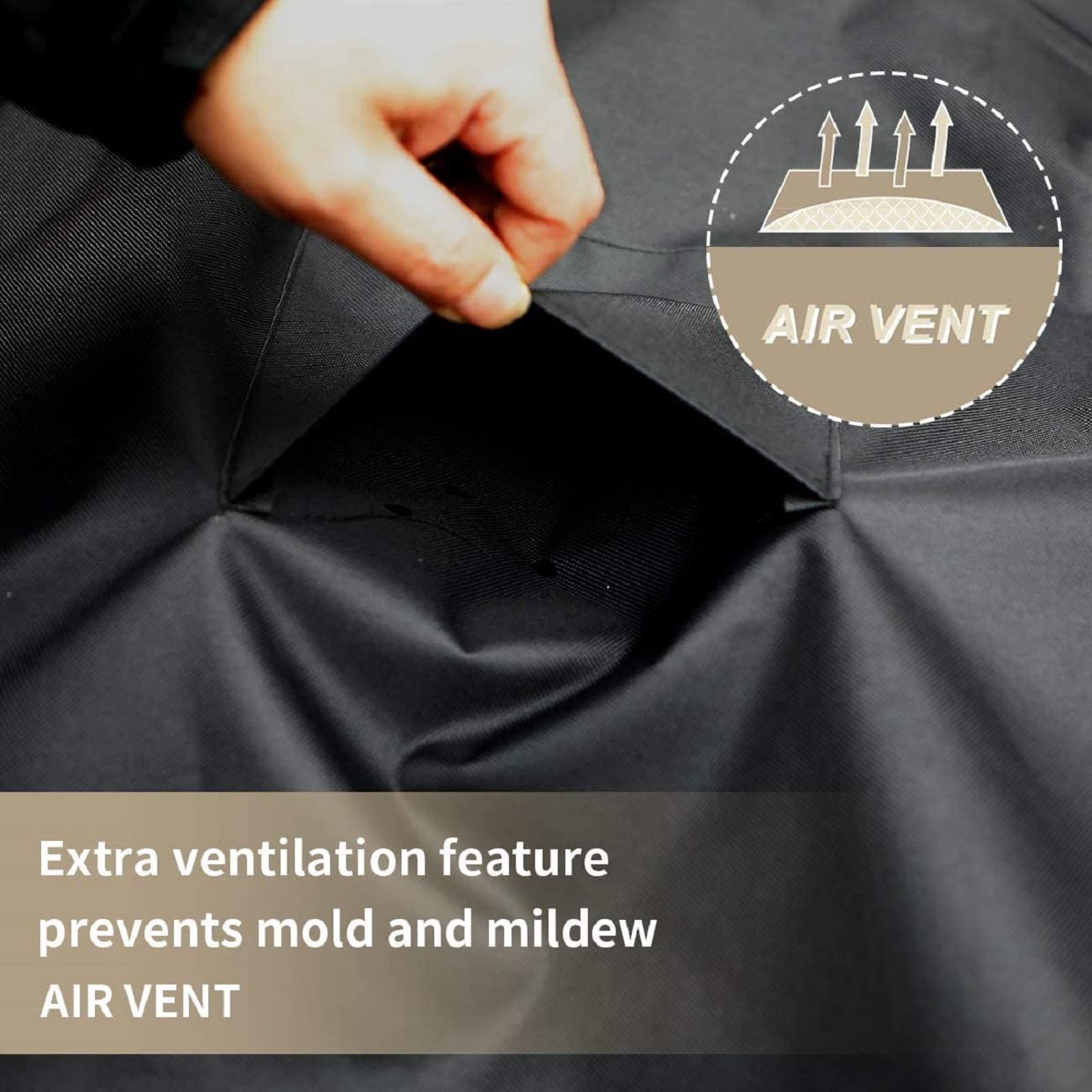 Slan Arrow fastening buckles and drawstrings securing cover in wind