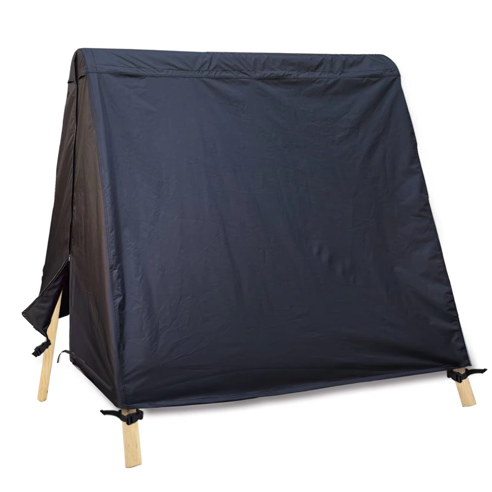 Slan Arrow front view of patio swing cover protecting a 3-seat swing