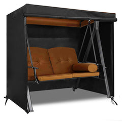 Slan Arrow front view of cover fitted on two-seater swing showing full protection