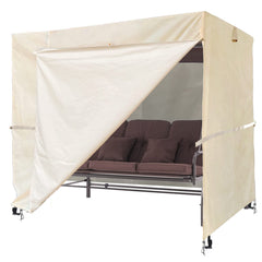 Slan Arrow front view of 3-seater swing cover protecting patio furniture