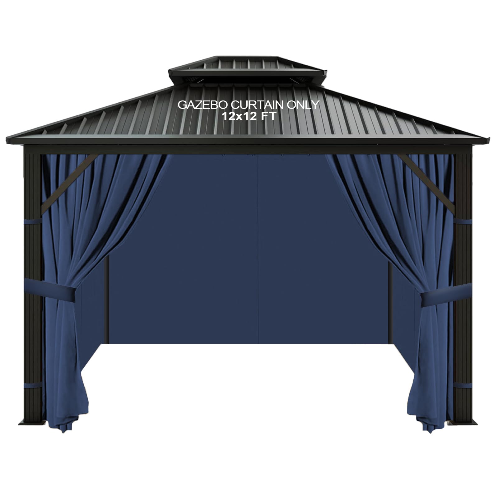 slashome blue front packaging showing four-panel gazebo curtains, clear product presentation and protection