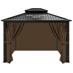 slashome front view of mocha gazebo curtains showing full coverage and curb appeal