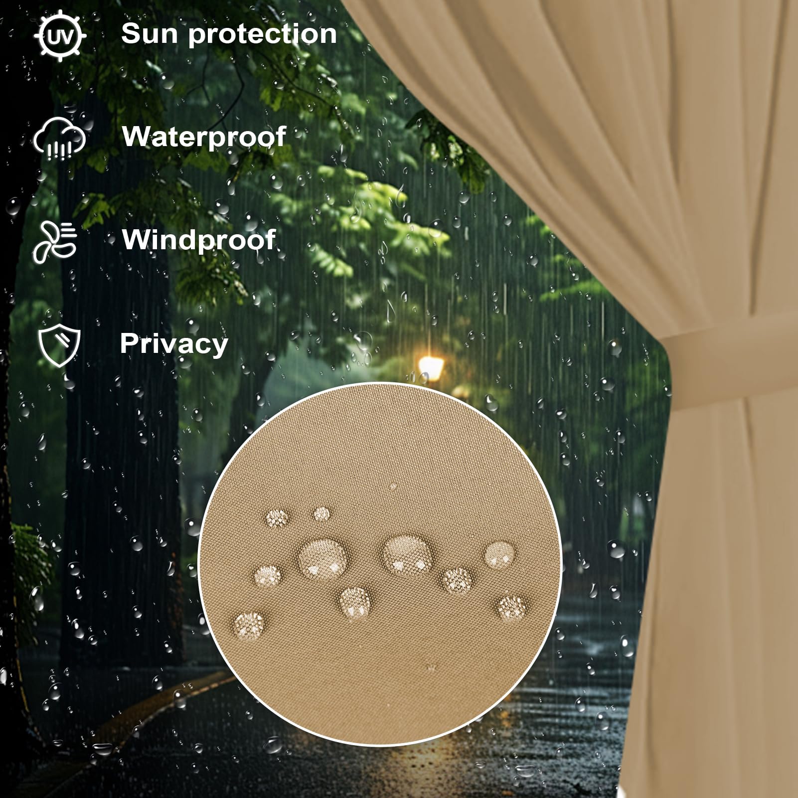 slashome gazebo curtains installed in backyard creating sheltered outdoor living space