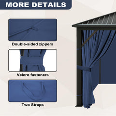 slashome installed on a 10x12 gazebo front view, demonstrates weatherproof coverage and privacy
